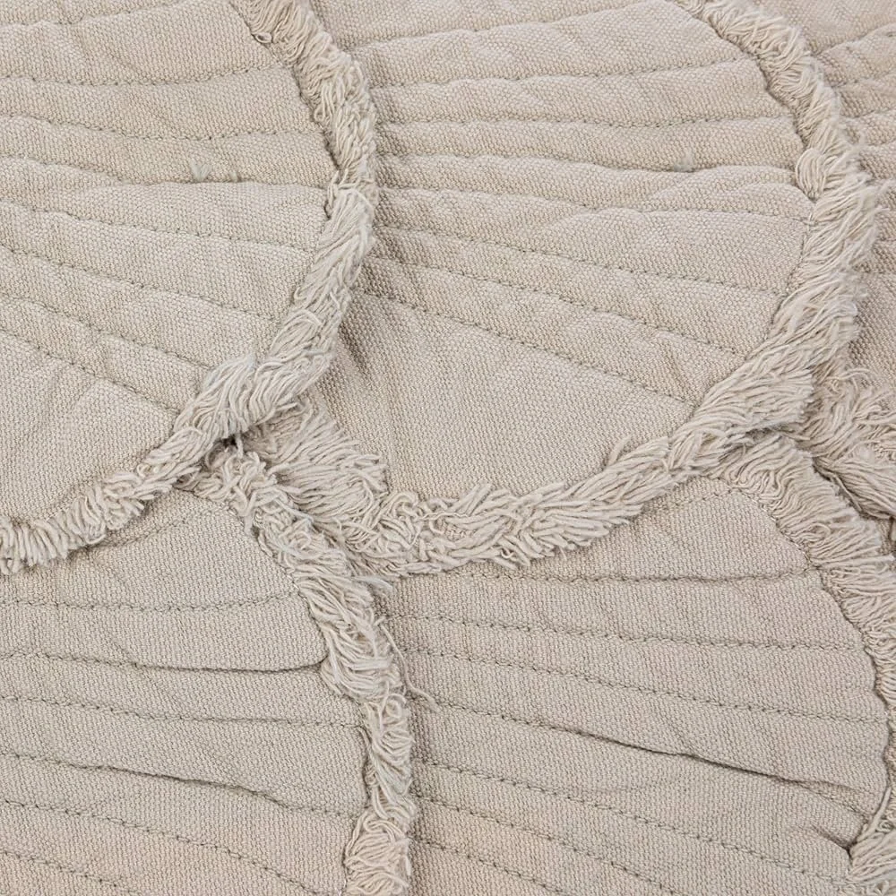 Creative Co-Op Cotton Lumbar Pillow With Appliqued Quilted Seashells, Sage